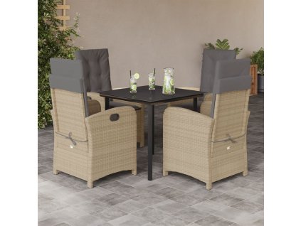 5dílný zahradní jídelní set s poduškami mix béžové polyratan 3212401