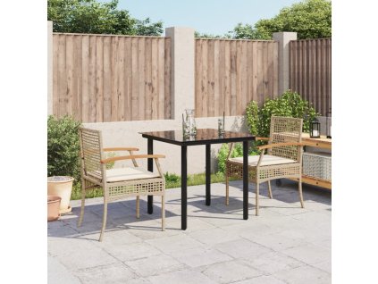 3dílný zahradní jídelní set s poduškami béžový polyratan 3213631