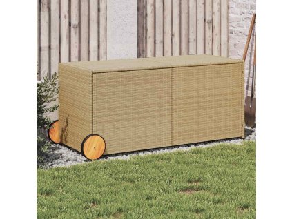 Zahradní úložný box s kolečky mix béžové 283 l polyratan 365319