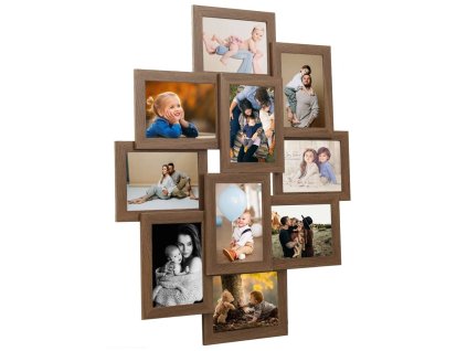 Kolážový fotorámeček na 10×(10x15 cm) obrázek světle hnědý MDF 332776