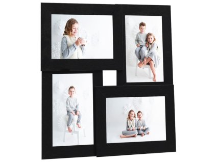 Kolážový fotorámeček na 4 obrázky (10 x 15 cm) černý MDF 332774