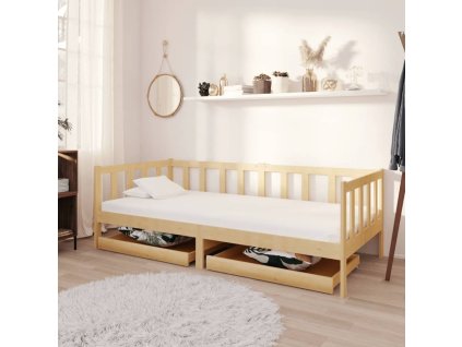 Válenda se zásuvkami 90 x 200 cm masivní borové dřevo 3083684