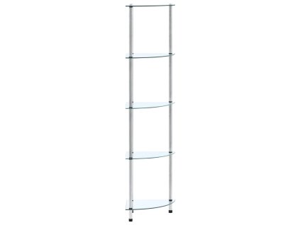 5patrová police průhledná 30 × 30 × 130 cm tvrzené sklo 249516