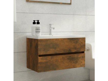 Umyvadlová skříňka kouřový dub 80x38,5x45 cm kompozitní dřevo 815651