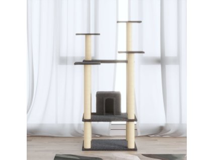 Škrabadlo pro kočky se sisalovými sloupky tmavě šedé 110 cm 171481