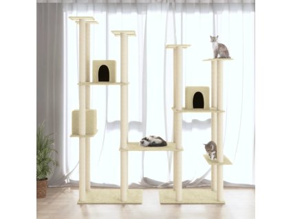 Škrabadlo pro kočky se sisalovými sloupky krémové 174 cm 171533