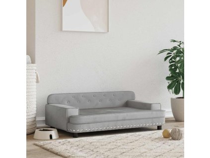 Pelíšek pro psy světle šedý 90 x 53 x 30 cm samet 171869