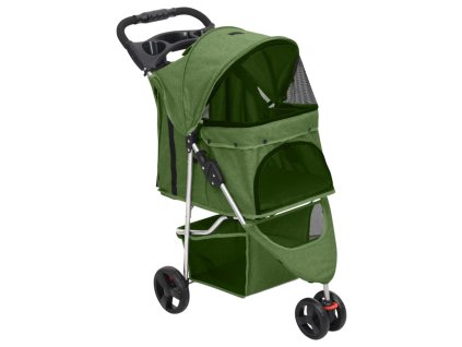 Skládací kočárek pro psa zelený 80x46x98 cm oxfordská tkanina 172198