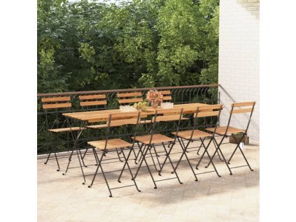 Skládací bistro židle 8 ks masivní teakové dřevo a ocel 3152111