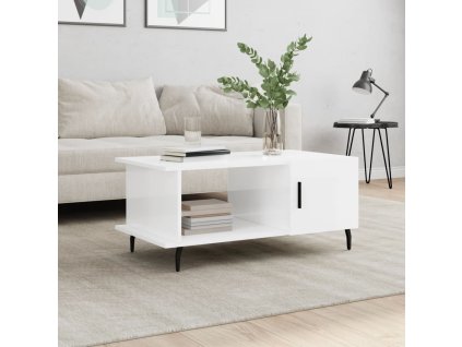 Konferenční stolek lesklý bílý 90 x 50 x 40 cm kompozitní dřevo 829502