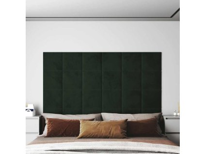 Nástěnné panely 12 ks tmavě zelené 30 x 30 cm samet 1,08 m² 343809