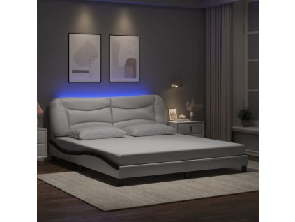 Rám postele s LED bez matrace Hvar bílý a černý 180x200 cm 3213954