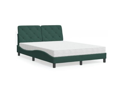 Postel s matrací tmavě zelená 140 x 200 cm samet 3208661
