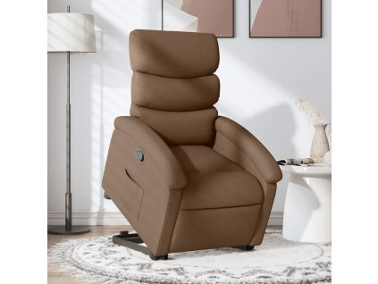 Zvedací polohovací křeslo hnědé textil 3203982