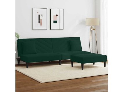 2dílná sedací souprava s polštáři tmavě zelená samet 3216264