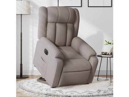 Elektrické zvedací polohovací křeslo taupe textil 3205348