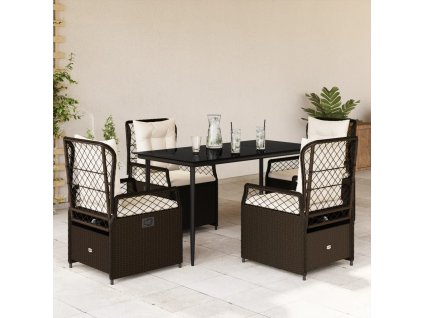 5dílný zahradní jídelní set s poduškami hnědý polyratan 3262973