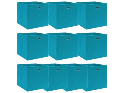 Úložné boxy 10 ks bledě modré 32 x 32 x 32 cm textil 288375