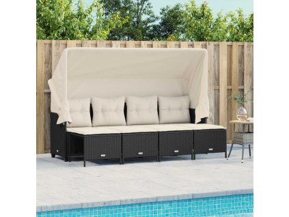 5dílná zahradní sedací souprava s poduškami černá polyratan 3261539