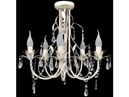 Elegantní, křišťálový lustr bílý na pět žárovek 240687