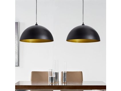 Stropní lampa polokoule 2 ks s nastavitelnou výškou černá 241113