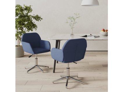 Otočné jídelní židle 2 ks modré textil 3103042