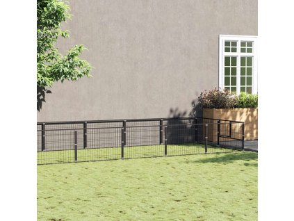 Psí kotec černý 16 m² ocel 3082115