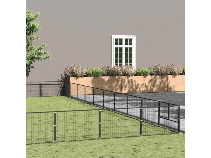 Psí kotec černý 100 m² ocel 3082197