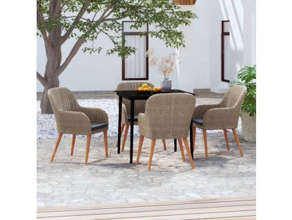 5dílný zahradní jídelní set s poduškami hnědý 3099524