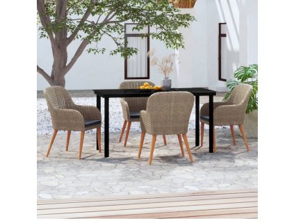 5dílný zahradní jídelní set s poduškami hnědý 3099513