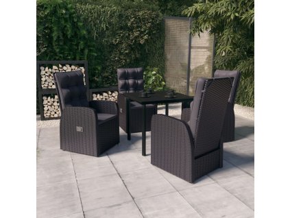 5dílný zahradní jídelní set s poduškami černý 3099480