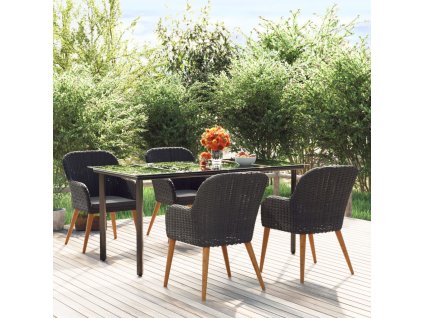 5dílný zahradní jídelní set s poduškami černý 3156718