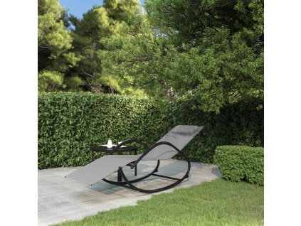 Houpací lehátko šedé ocel a textilen 318117