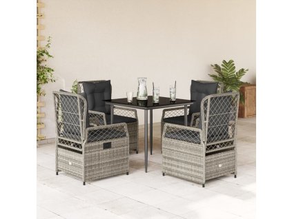 5dílný zahradní jídelní set s poduškami šedý polyratan 3262986