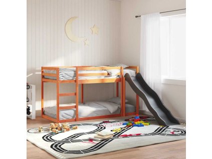 Patrová postel se skluzavkou a žebříkem hnědá 75x190cm borovice 3284250