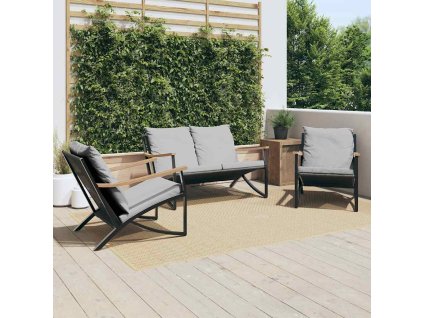3dílná sada balkonového nábytku s poduškami černá ocel 3283637
