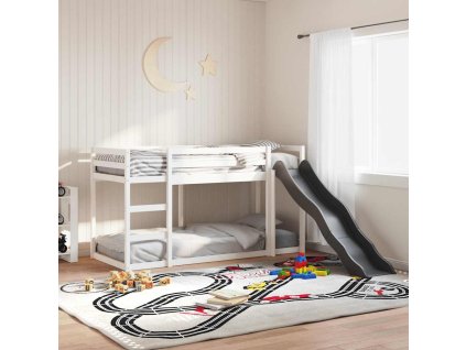 Patrová postel se skluzavkou a žebříkem bílá 90x190 cm borovice 3284246