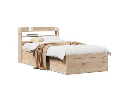 Rám postele s čelem 90 x 200 cm masivní borové dřevo 3307092