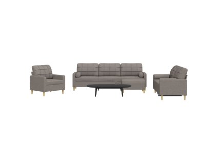 4dílná sedací souprava s podnožkou a polštáři taupe textil 3278318