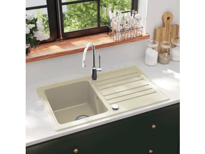 Žulový kuchyňský dřez jednoduchý béžový 144849