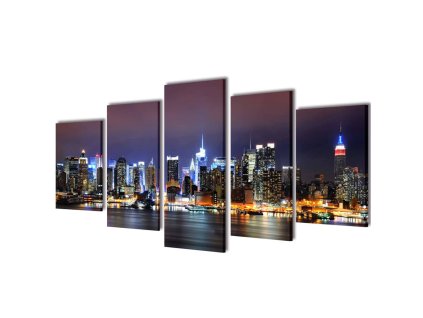 Sada obrazů, tisk na plátně, barevné panoráma New Yorku 200 x 100 cm 241551