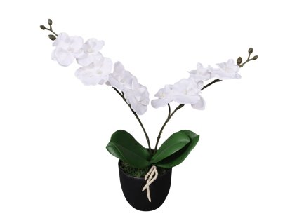 Umělá rostlina orchidej s květináčem 30 cm bílá 244420