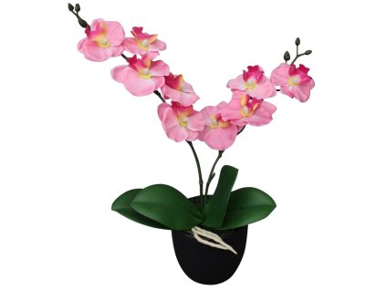 Umělá rostlina orchidej s květináčem 30 cm růžová 244422
