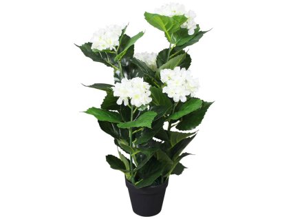 Umělá rostlina hortenzie s květináčem 60 cm bílá 244441