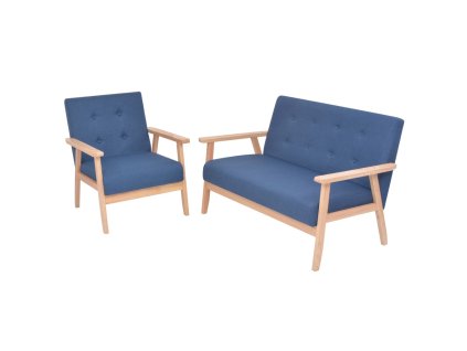 2dílná sedací souprava textilní čalounění modrá 274912