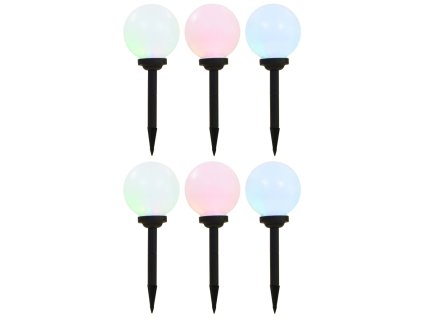 Zahradní solární lampy 6 ks LED kulovité 20 cm RGB 277126