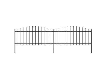 Zahradní plot s hroty ocel (0,5–0,75) x 3,4 m černý 277704