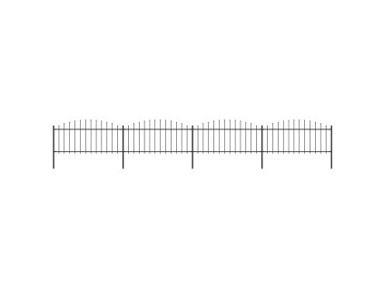 Zahradní plot s hroty ocel (0,5–0,75) x 6,8 m černý 277706