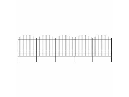 Zahradní plot s kopím nahoře ocelový 892,5 x 200 cm černý 277752