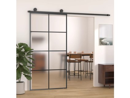 Posuvné dveře hliník a ESG sklo 102,5 x 205 cm černé 288066